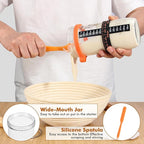 Sourdough Bread Baking Supplies, Sourdough Starter Kit, 2 9 Inch Round Banneton Bread Proofing Basket with 24 Oz Glass Jar, Sour Dough Tools with Danish Dough Whisk & Scraper
