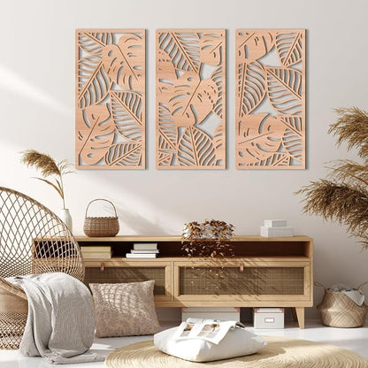 IARTTOP Large Wood Tropical Wall Art 15.9X32 Inch Carved Palm Leaves Wall Decor - Image 2