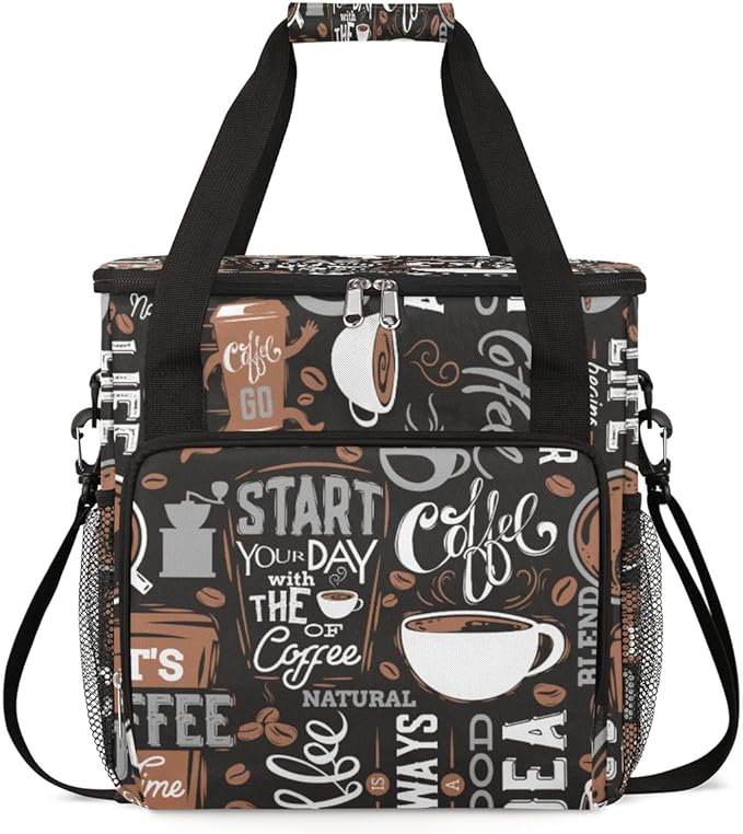 cfpolar Coffee Maker Storage Bag, Waterproof Travel Carrying Storage Tote Bag Organizer Case, Compatible with K-Mini or K-Mini Plus, And Suitable for Other Accessories， With Pockets for K-Cup Pods