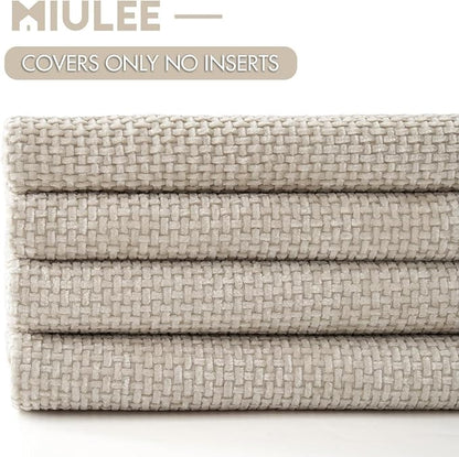 MIULEE Soft Decorative Chenille Euro Pillow Covers Cream 24x24 Pack of 4 | - Image 6