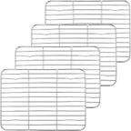 P&P CHEF Baking Cooling Rack Set for Cooking Roasting, 4-Piece Stainless Steel Wire Racks for Oven Use, Healthy & Dishwasher Safe, Rectangle, 9.7 Inch