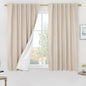 Oatmeal Full Blackout Linen Window Curtains 48 Inches by LAMIT