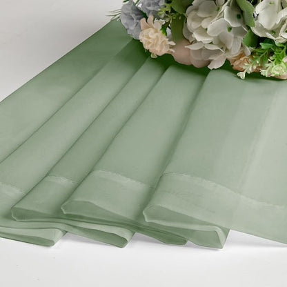 Sage Green Short Sheer Curtains 14 Inch Length 2 PCS, Cafe Kithen Curtains - Image 8