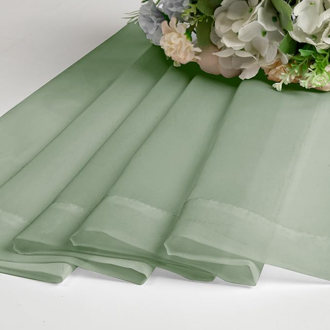 Sage Green Sheer Curtains 18 Inch Length 2 Pcs, Cafe Kitchen Curtains - Image 8