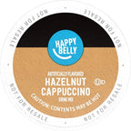 Happy Belly Light Roast Cappuccino Coffee Pods, Hazelnut Flavored, Compatible with K-Cup Brewers, 24 Count
