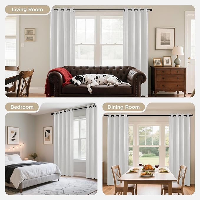 Joydeco White Curtains 45 Inches Long 2 Panels Set, Thermal Insulated Long - Image 8