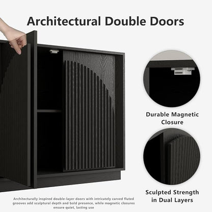 WIN2WIN 65" Fluted Sideboard Buffet Cabinet - Image 5