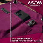 Asaya Chef and BBQ Apron with Bottle Opener and Hand Towel - 10oz Cotton Canvas, Stainless Steel Hardware - Cross Back Straps