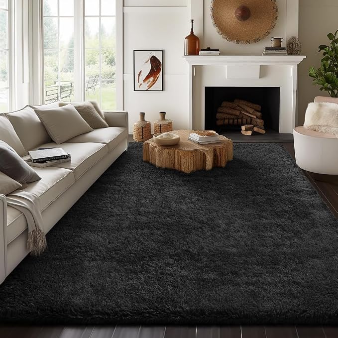 Ophanie 7x10 Black Area Rugs for Living Room, Large Shag Bedroom Carpet - Image 5
