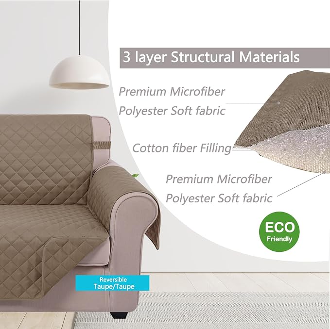 U-NICE HOME Reversible Oversized 28''Chair Covers, Taupe/Taupe | Armchair Cover - Image 5