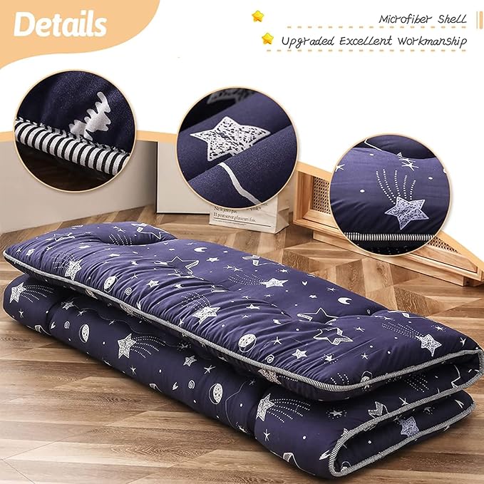 MAXYOYO Navy Star Futon Mattress Japanese Tatami Mat Foldable Futon Portable - Image 3