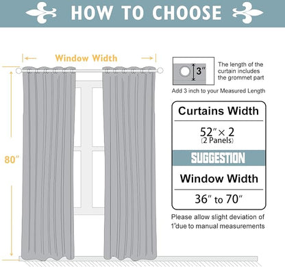 ChrisDowa Blackout Curtains for Bedroom and Living Room 80 Inches Long | 2 - Image 5