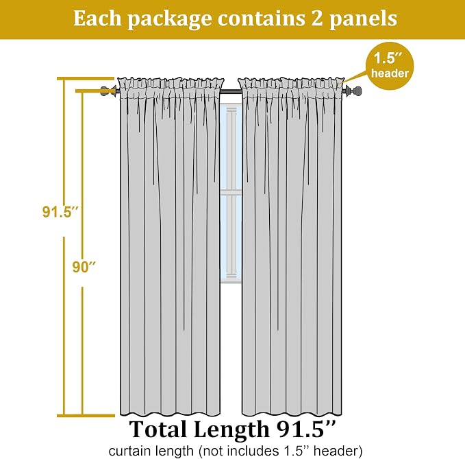 Aqua Sheer Curtains for Bedroom Living Room 90 Inches Long, Elegant Solid Light - Image 2
