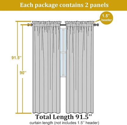 Aqua Sheer Curtains for Bedroom Living Room 90 Inches Long, Elegant Solid Light - Image 2