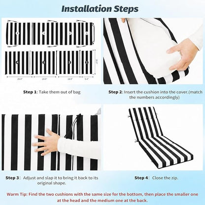 2 Pcs Outdoor Chaise Lounge Cushion 72" x 21" x 3", Folding Patio Lounge Chair - Image 7