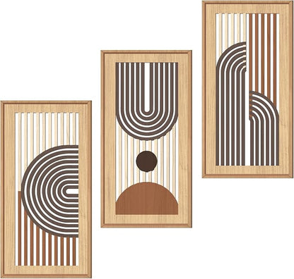 IARTTOP Mid-century Modern Boho Wooden Wall Art Framed 8x16 Inch Orange by IARTTOP