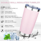 FristChoice 20oz Tumbler with Lid Double Wall Vacuum Insulated Travel Coffee Mug Stainless Steel Thermal Cup Powder Coated Sturdy Coffee Tumbler Bulk for Hot and Cold Beverage (Pink,1)