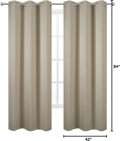 Beige Blackout Curtains/42 x 84 Inch/Set of 2 Panels Room Darkening Curtains - Image 10