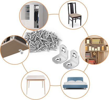 40 Pcs L Bracket Stainless Steel Corner Brace Sets, 90 Degree Right Angle - Image 6