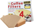Disposable Coffee Paper Filters, 160 Pcs #4 Cone Coffee Filter 8-12 Cup (Natural Unbleached) for Ninja Coffee Maker