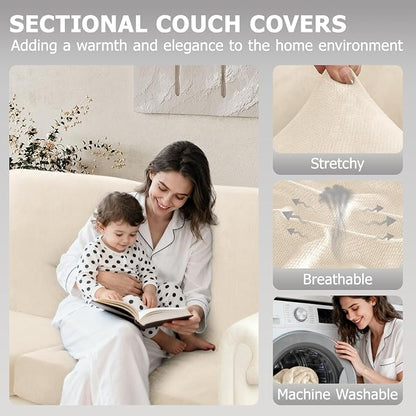 Arfntevss Velvet Sectional Couch Covers L Shape Couch Cushion Covers Slipcovers - Image 2