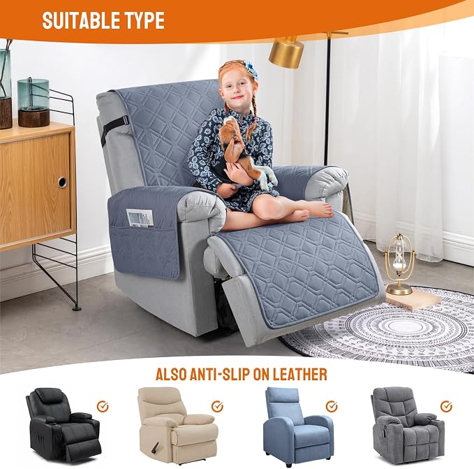VANSOFY 100% Waterproof Recliner Chair Covers, Recliner Cover Non-Slip Dog - Image 3