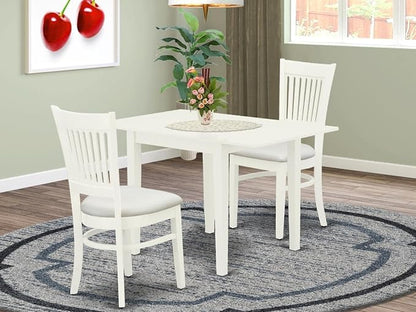 East West Furniture NDVA3-LWH-C 3 Piece Kitchen Table & Chairs Set Contains a - Image 2
