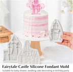 KALAIEN Castle Silicone Mold,3Pcs/Set Castle Cake Fondant Molds,Princess Chocolate Molds Castle Silicone Mirror Mould for Cake Decorating, FTM5036