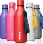 BJPKPK Insulated Water Bottles, 18 oz Stainless Steel Metal Water Bottle with Strap, BPA Free Leak Proof Thermos, Mugs, Flasks, Reusable Water Bottle for Sports & Travel, Red