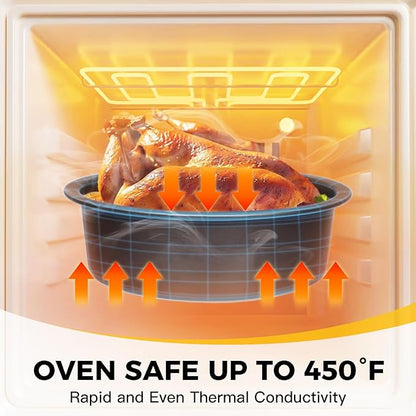 HONGBAKE Round Cake Pan Set for Baking, 8 Inch, Nonstick Deeper Circle Cake Pans with Wider Grips, 2 Pieces Layer Cake Tin, Cheesecake Mold, Huty Duty, Dishwasher Safe - Grey