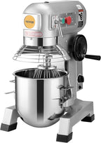 VEVOR Commercial Mixer 30Qt, Commercial Food Mixer Stainless Steel Bowl, 1100W Commercial Stand Mixer with 3 Speeds Adjustable, Dough Hook Whisk Beater Included, Perfect for Bakery Pizzeria, Silver