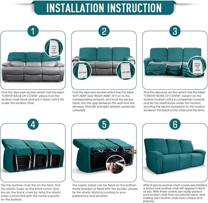 TAOCOCO Recliner Sofa Covers 8-Pieces Stretch Large Couch Covers - Image 6