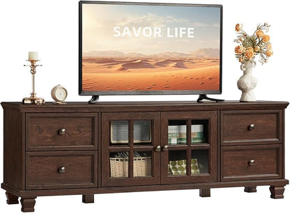 SAVOR LIFE Farmhouse TV Stands for Living Room, Wood TV Console - Image 9