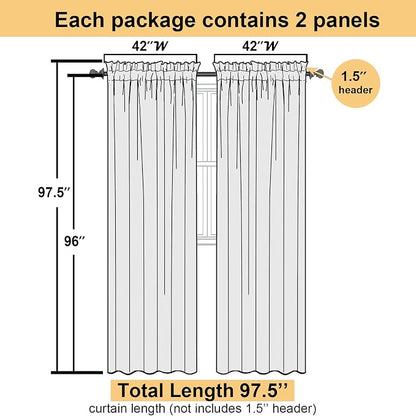 Light Green Sheer Curtains 96 Inches Long 2 Panels, Modern Light Filtering - Image 3