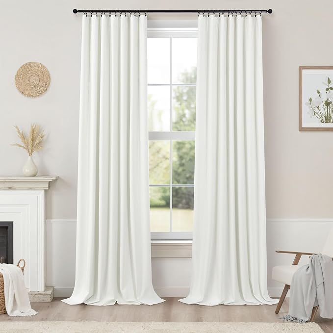 Ivory 100% Blackout Curtains 96 Inches Long 2 Panels Farmhouse Style Bedroom - Image 9