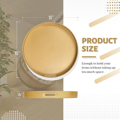 MAONAME 13" Gold Round Decorative Tray - Image 2