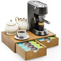 Pine Wood K Cup Organizer, Coffee Pod Storage Box for Counter, Coffee Pods and Tea Organizer Holder, K Pod Drawer Coffee Maker Machine Stand for Kitchen Office Coffee Bar (30 Pods Capacity, Walnut)