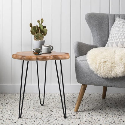 19.5 Inch Live Edge Side Table, Wood Freeform Small End Table - Image 6
