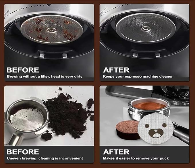 58.5mm Espresso Puck Screen, Lower Shower Screen, Metal Coffee Reusable Filter for 58mm Espresso Portafilter Basket, 1.7 Thickness(Mustache)