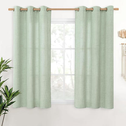 YoungsTex Sage Green Linen Curtains 48 Inch Length by YoungsTex
