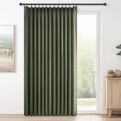 Topfinel Pinch Pleated Curtains 90 Inches Long 1 Panels Set, Olive Green Semi by Topfinel