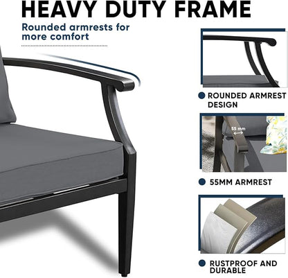4-Piece Patio Conversation Set, Oversized Outdoor Metal Furniture Set - Image 3