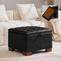 WUTUTUEE 24" Faux Leather Square Storage Ottoman by WUTUTUEE