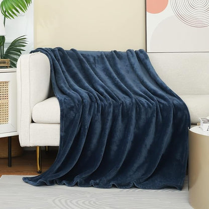 Stone Blue Fleece Plush Throw Blanket 90"x90"for Couch Fuzzy Cozy Flannel | by JIAHANNHA