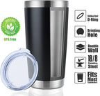 DOMICARE 20oz Stainless Steel Tumbler Bulk with Lid, Double Wall Vacuum Insulated Travel Mug, Powder Coated Coffee Cup, Powder Black, 4 Pack
