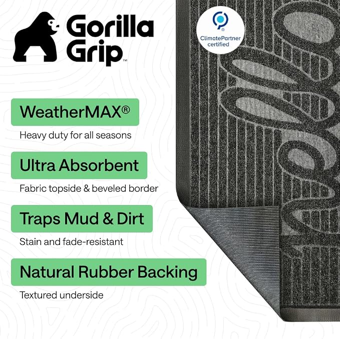 GORILLA GRIP 100% Waterproof All-Season WeatherMAX Doormat, US Designed Natural - Image 2