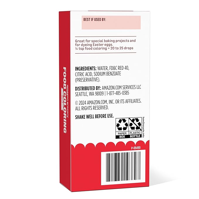 Amazon Grocery, Red Food Coloring, 1 Fl Oz (Previously Amazon Fresh, Packaging May Vary)