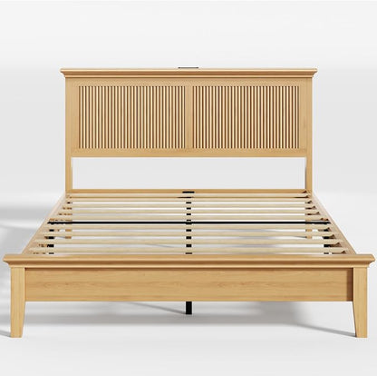 Lifezone Wood Queen Bed, Solid Wood Bed - Image 3