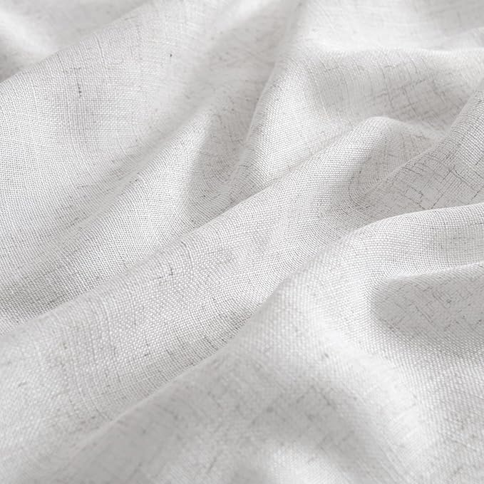 MIULEE Bleached Linen Kitchen Curtain 24 Inches Length 2 Panels Farmhouse | - Image 6