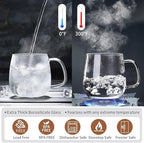Glass Teacups 2 Pack Glass Tea Cup with Infuser and Lid, 17.6oz/520ml Large Borosilicate Teacup,Tea Clear Mug Cup for Loose Leaf Blooming Tea, Microwave & Dishwasher Safe